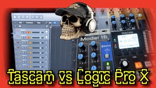 Tascam Model 16 vs Logic Pro X  Recording Simultaneously Into A Multitrack Recorder amp Your Computer [upl. by Tyree385]