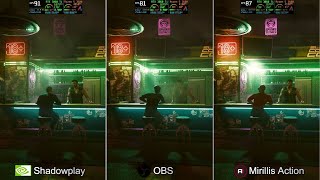 OBS vs Nvdia Shadowplay vs Mirillis Action  Recording Performance test  Cyberpunk 2077  1440p [upl. by Malarkey590]