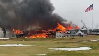 Fire burns historic Oakland Hills clubhouse in Michigan [upl. by Schnapp138]