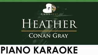 Conan Gray  Heather  LOWER Key Piano Karaoke Instrumental [upl. by Arev]