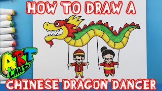 How to Draw a CHINESE DRAGON DANCER [upl. by Krilov]