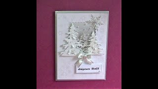 Tuto scrap  Carte Noël  La forêt enneigée 😀 Rapide et facile [upl. by Sella464]