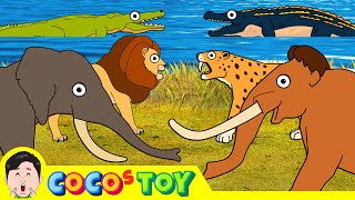 25min Mammoth amp Smilodons wonder time travel 13ㅣcenozoic animals cartoon for kidsㅣCoCosToy [upl. by Hnahk]