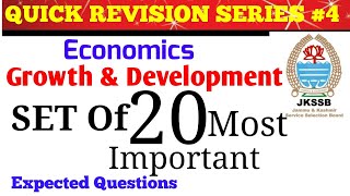 Important MCQS on Economic Growth amp DevelopmentJKSSB Finance Accounts AssistantFAAJSAEconomics [upl. by Barbour]