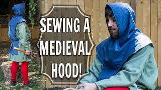 How to Sew a Medieval Mens Hood Last piece of the Carpenter Outfit [upl. by Agle293]