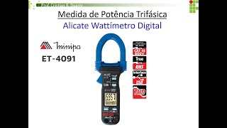 Potência Trifásica  Medidas com Alicate Wattímetro Digital [upl. by Hanfurd]