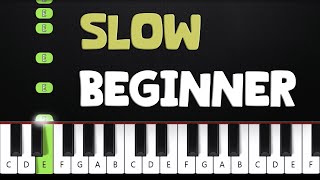 Rush E  SLOW BEGINNER Piano Tutorial [upl. by Schwinn]