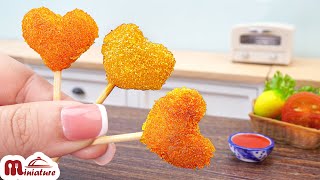 Cutest and Crispy Miniature Heart Shaped Mozzarella Cheese  ASMR Cooking Mini Food [upl. by Akeemat]