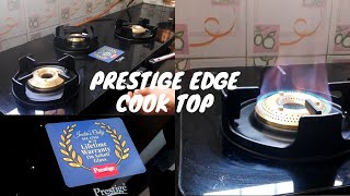 Prestige Edge 3 burner cooking stove PEBS 03L with life time warranty Glass top unboxing and review [upl. by Anasus509]