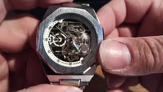 FORSINING HF8202 SKELETONIZED OCTAGONAL ROYAL BALANCE WHEEL SUBSECOND CHEAP AUTOMATIC WATCH UNBOXING [upl. by Charline]