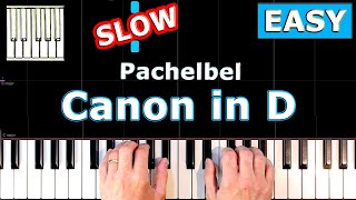 Pachelbel  Canon in D  Piano Tutorial Easy SLOW [upl. by Ahsonek]