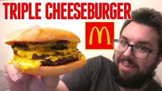 McDonalds Plain Triple Cheeseburger Review [upl. by Adyahs]