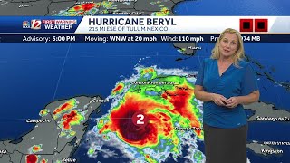 WATCH Tracking Hurricane Beryl as it moves toward Tulum and Cozumel in Mexico [upl. by Airdnaxela]