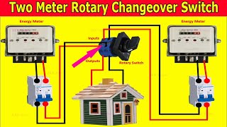 Two Meter Rotary ChangeOver Switch Wiring Connection Diagram  ChangeOver with 2 Electric Meter [upl. by Eenitsed]