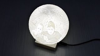 How to make moon lamp  3D Photo Moon Lamp DIY [upl. by Lilac321]