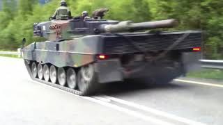 Tanks on public road in Switzerland Leopard 2A4 [upl. by Aicekat472]