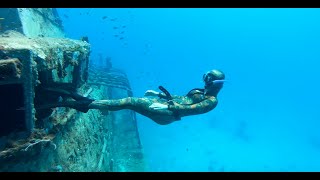 Freediving the Trident Shipwreck in Barbados  Hanna Freediver [upl. by Ardnot771]