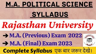 MA Political Science Syllabus Previous Exam 2022 and Final Exam 2023 Rajasthan University [upl. by Crifasi215]