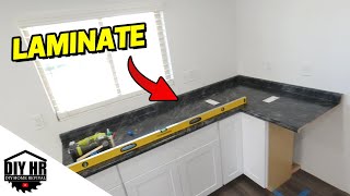 Installing kitchen countertop DIY mobile home renovation journey [upl. by Lira424]