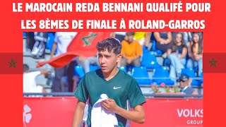 REDA BENNANI LE TENNISMAN MAROCAIN SEST QUALIFIÉ POUR LES 16 ÈMES DE FINALE DE ROLANDGARROS JUNIOR [upl. by Einaj215]