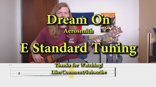 Dream On  Aerosmith Bass Cover with Tabs [upl. by Notlih]