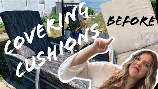 Updating Outdoor Cushions  Reupholster Loungers DIY [upl. by Ainex]