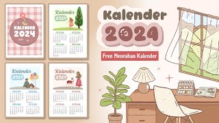 Cara Membuat Kalender di Canva  Kalender 2024 [upl. by Belvia]