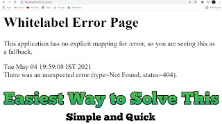 Spring Boot Whitelabel error page  Easy Solution [upl. by Shell]