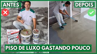 PISO PERFEITO COM CIMENTO AUTONIVELANTE GASTANDO POUCO SEM QUEBRAR NADA [upl. by Leonardo]