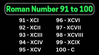 Roman Number  Roman Number From 91 to 100  Roman numerals [upl. by Nylikcaj]