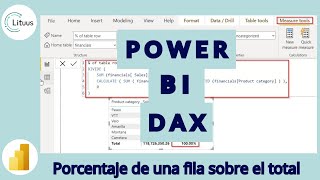 Power BI  Porcentaje de una fila sobre el Total con DAX [upl. by Onitnerolf548]