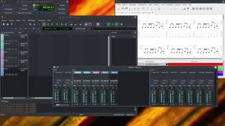 Multitrack recording with TuxGuitar Guitarix QSynth Hydrogen and QTractor [upl. by Eberle]