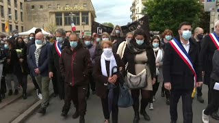 Dozens march for French woman stabbed by partner  AFP [upl. by Bertasi]