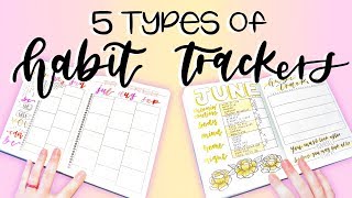 5 Types of Habit Trackers  Bullet Journal Ideas [upl. by Emad]