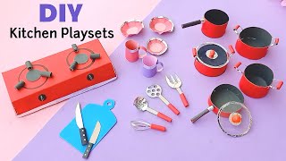 DIY Homemade toy Kitchen set for kids  How to make kitchen set  Paper kitchen set Crafts  DIY [upl. by Zarah]