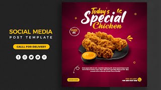 Food social media banner design for Freepik I Photoshop Tutorial [upl. by Oznarol449]