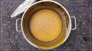 Melting and Filtering Beeswax  Wax New Frames [upl. by Aenahs]