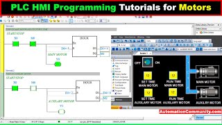 PLC HMI Programming Tutorials for Motors START and STOP based on Time [upl. by Grodin]