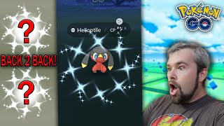 Shiny Helioptile Caught amp Back to Back Shiny Hatches Pokémon GO [upl. by Novyak]