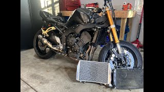 Replacing a Motorcycle Radiator  2008 Yamaha FZ1 [upl. by Rohclem]