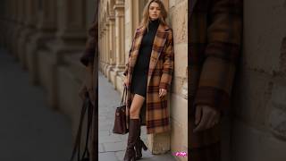 Top Autumn Street Fashion Trend 2024 Urban Layering with Oversized Plaid Shacket amp Turtleneck Dress [upl. by Dinse657]