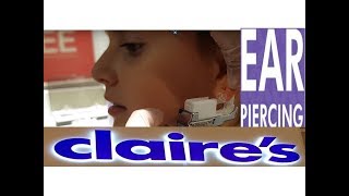 GETTING MY EAR PIERCED AT CLAIRES HAVING FUN [upl. by Habas]