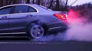 Mercedes C220 CDI W205 in Action Acceleration Onboard Kickdown Burnout Slides Sound Autobahn Review [upl. by Olimac]