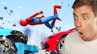 Reacting To INSANE GTA 5 SPIDERMAN Car Crashes [upl. by Gnet377]