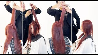 Simple amp Perfect Long Layered Haircut Tutorial Women With Face Framing Layers amp Bangs [upl. by Sito]