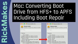 Mac Converting Boot Drive from HFS to APFS Including Boot Repair [upl. by Koeninger872]