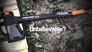 Fiskars Splitting Axe X25 Unbreakable Test [upl. by Aeuhsoj]