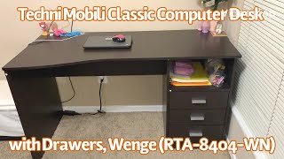 Techni Mobili Classic Computer Desk with Drawers Wenge RTA8404WN Review and Assembly [upl. by Nerradal]