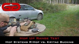 Airsoft Hop Up Range Test Hop Systems RHop vs Krytac Bucking [upl. by Jagir]