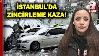 İstanbul Kağıthanede Zincirleme Kaza Kayan Araç Park Halindeki Araçlara Çarptı  A Haber [upl. by Elleinnad]